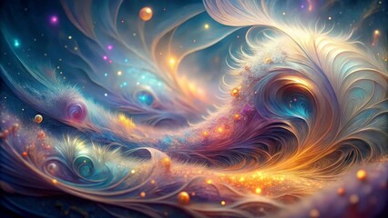 Celestial Swirls of Luminous Filaments and Shimmering Dust An Abstract Vision of Otherworldly Beauty