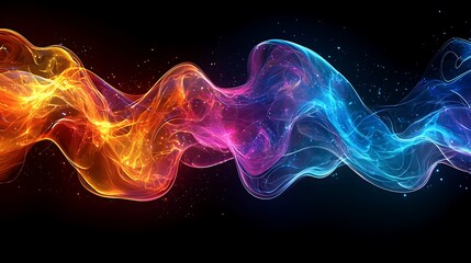 Abstract colorful energy wave, dark background, dynamic design, website header