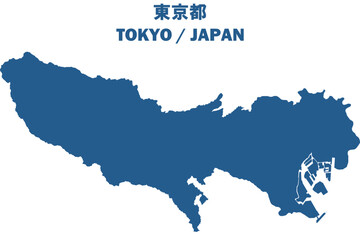 Obraz premium イラスト素材：日本地図 東京都ベクターイラストマップ