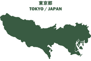 イラスト素材：日本地図　東京都ベクターイラストマップ