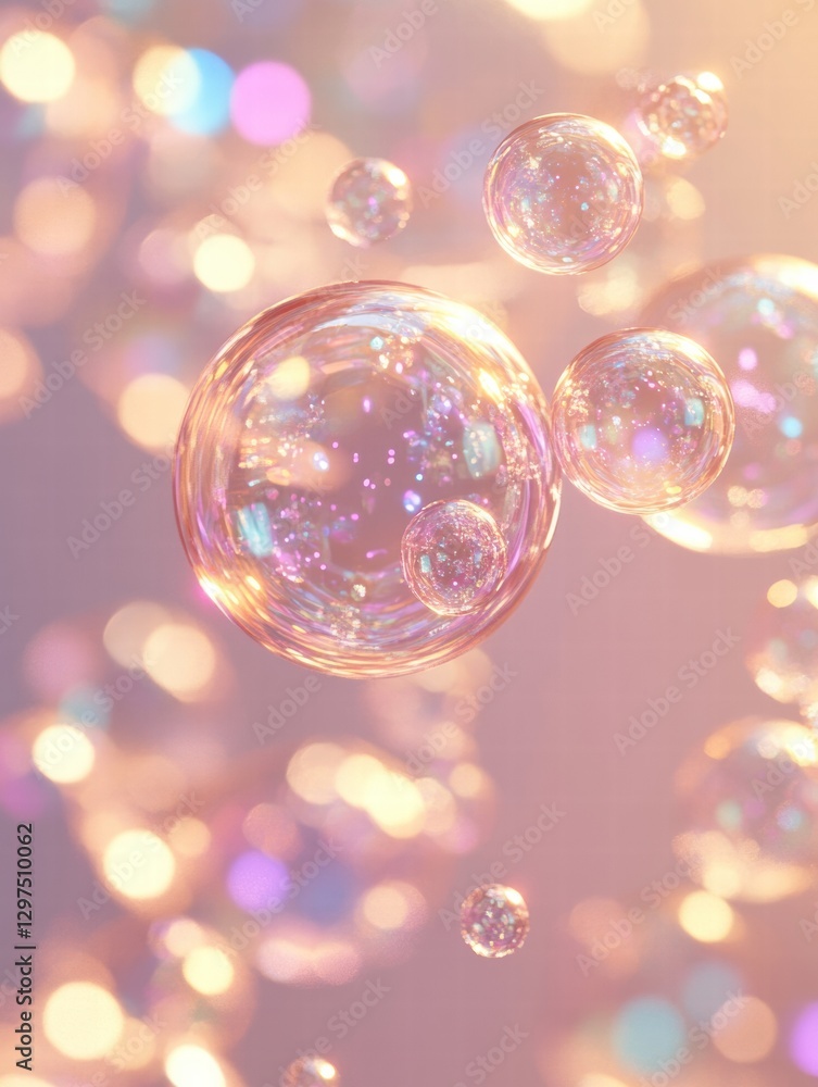 Leinwandbilder colorful bubbles float gently in a soft pastel setting during a tranquil afternoon. generative ai