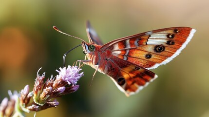 Obraz premium Colorful butterfly perched on a vibrant flower, showcasing nature's beauty in a serene environment