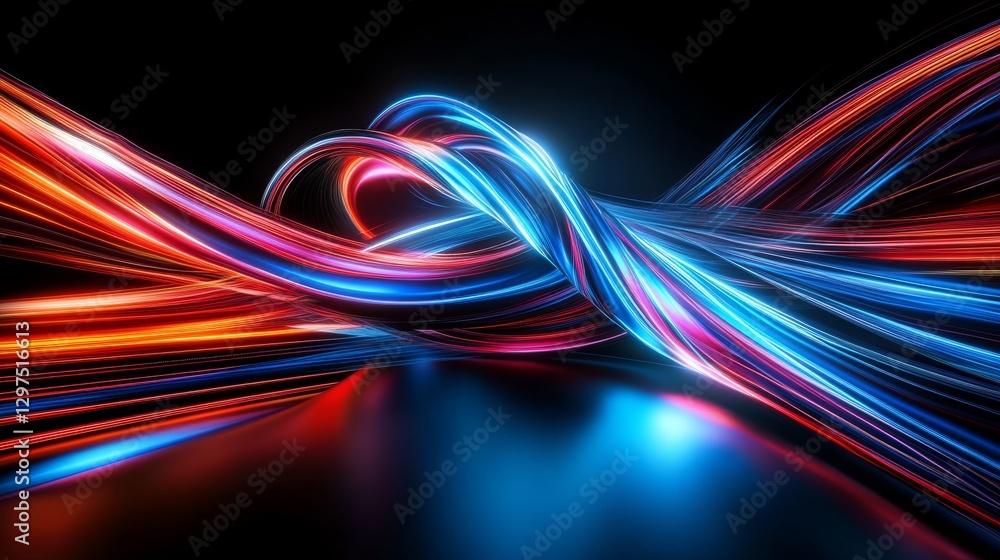 Aufkleber vibrant light trails of blue and red flow effortlessly across a dark backdrop, embodying a sense of 