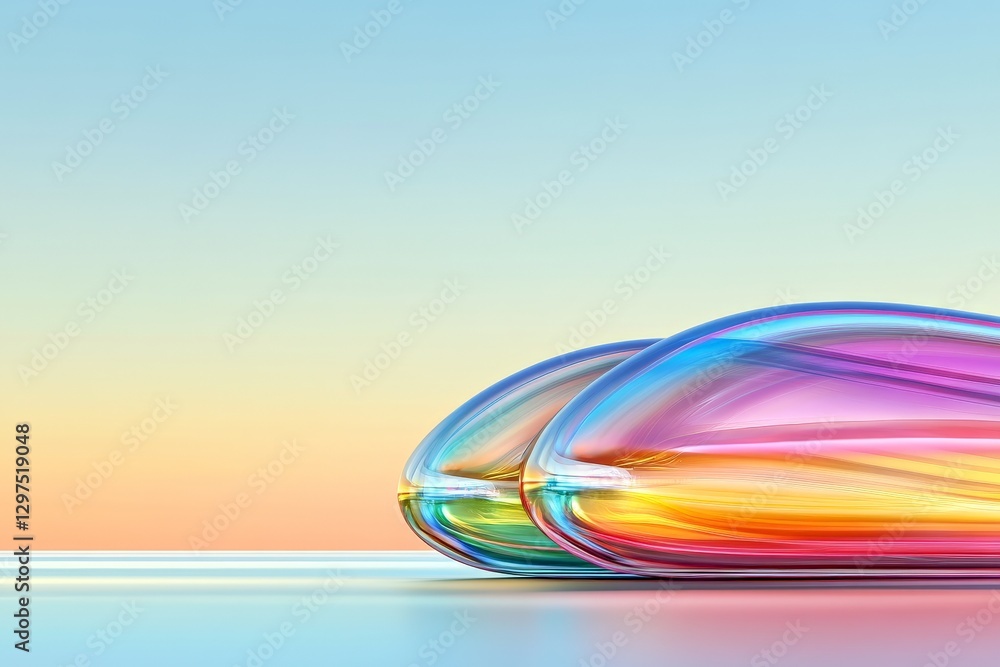 Poster abstract futuristic 3d rendering of sleek metallic structure with iridescent reflections and dynamic