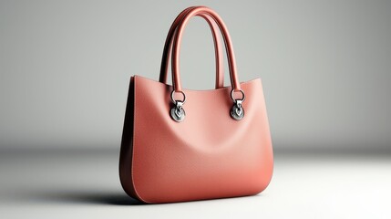 A stylish, modern handbag in a soft pink hue, featuring elegant handles and chic detailing, perfect for any fashion-forward individual.