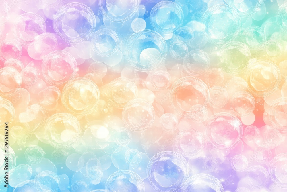 Poster colorful soap bubbles create a vibrant and whimsical repeating pattern in a playful display of light