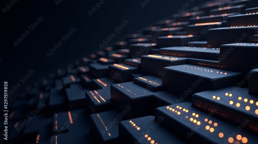 Poster a close up of a black and orange computer chip