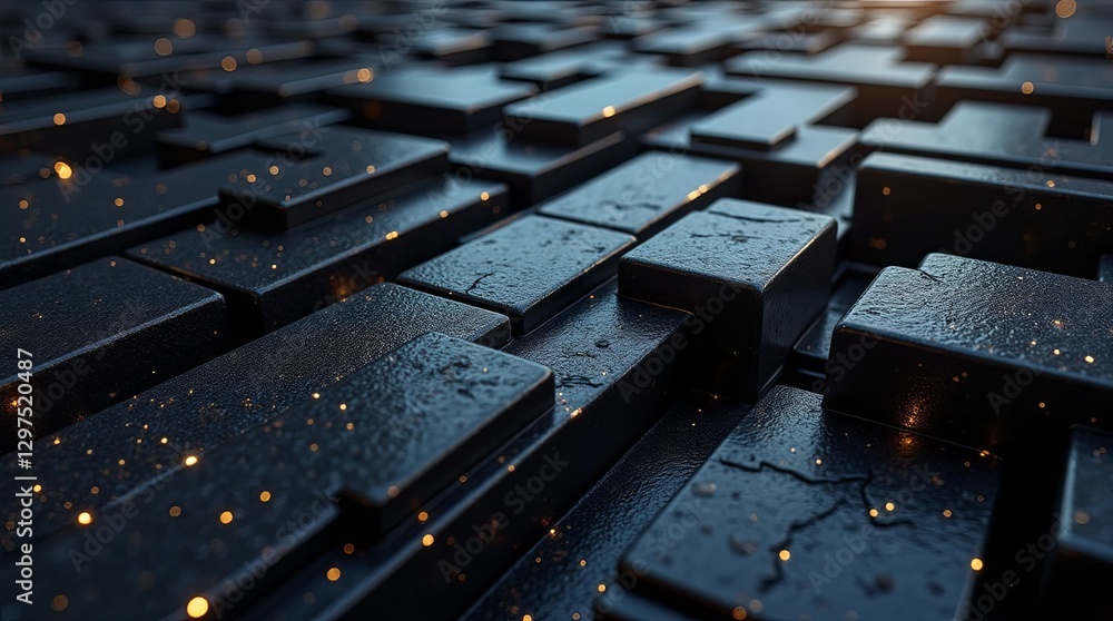 Aufkleber a black and gold image of a building made of blocks