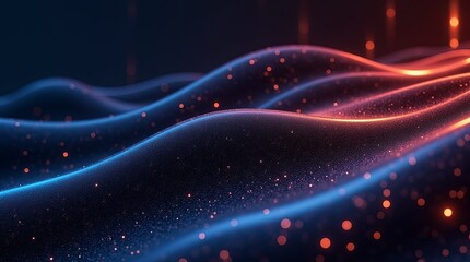 Fototapeta premium A blue and red wave with a lot of sparkles