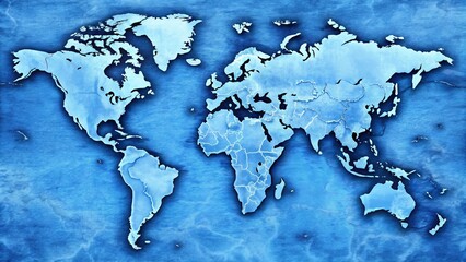 A Serene Blue Watercolor World Map Depicting Global Interconnectivity and International Relations