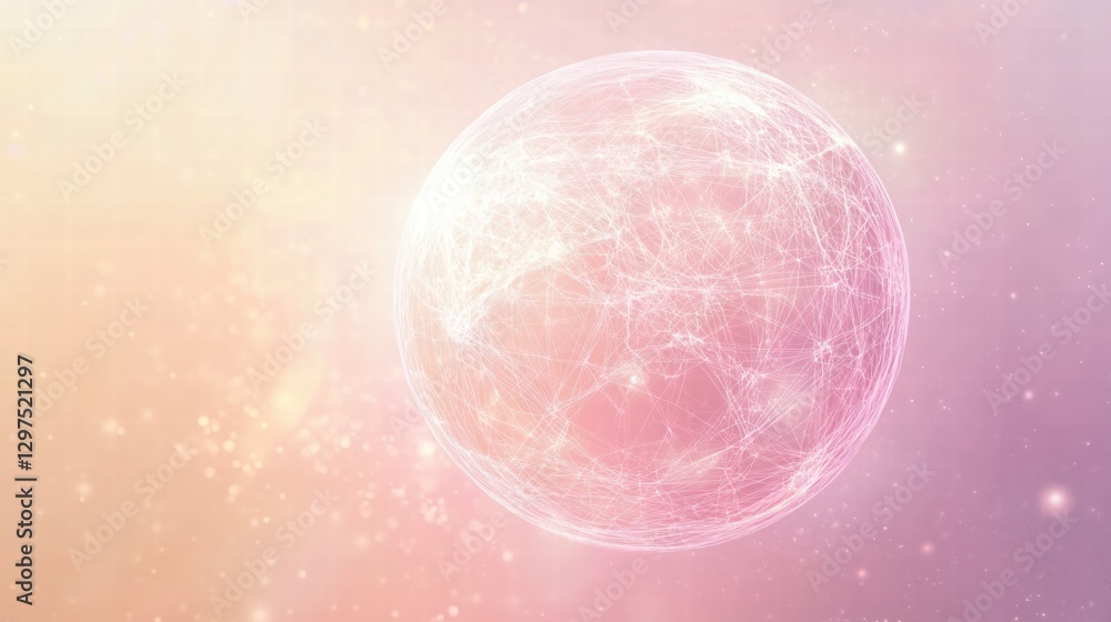 Aufkleber Colorful abstract digital globe with network connections on soft pastel background. Generative AI