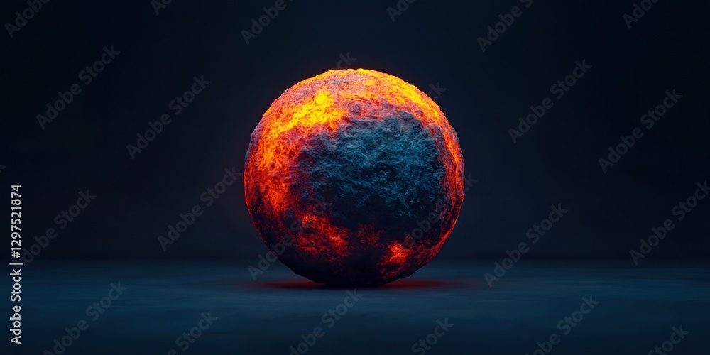 Poster earth layers core concepts. glowing planet concept with fiery textures and dark background.