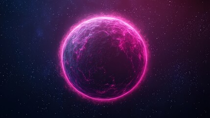 Fototapeta premium Earth Layers Core Concepts. Vibrant pink planet in a cosmic space background.