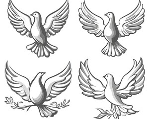 Obraz premium Doves flying, for peace, hope. Use for card art