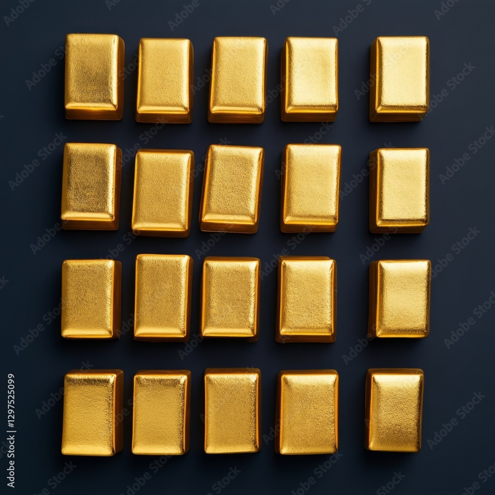 Poster top-down view of gold bars arranged in an abstract pattern