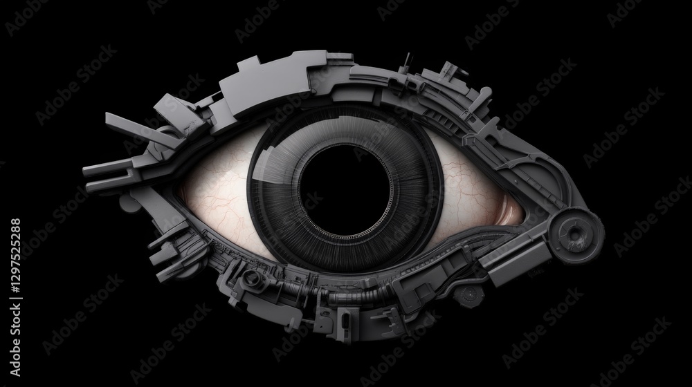 Aufkleber futuristic cybernetic eye with mechanical elements and digital circuits symbolizing artificial intel