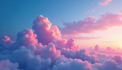 Pastel pink clouds ignite a vibrant blue twilight sky , clouds, wonderland