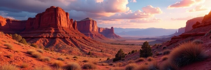 Naklejka premium Red rock formations, dramatic Colorado landscape, earth tones, view