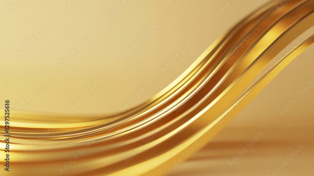 Poster elegant 3d rendering of smooth golden bars in minimalist style