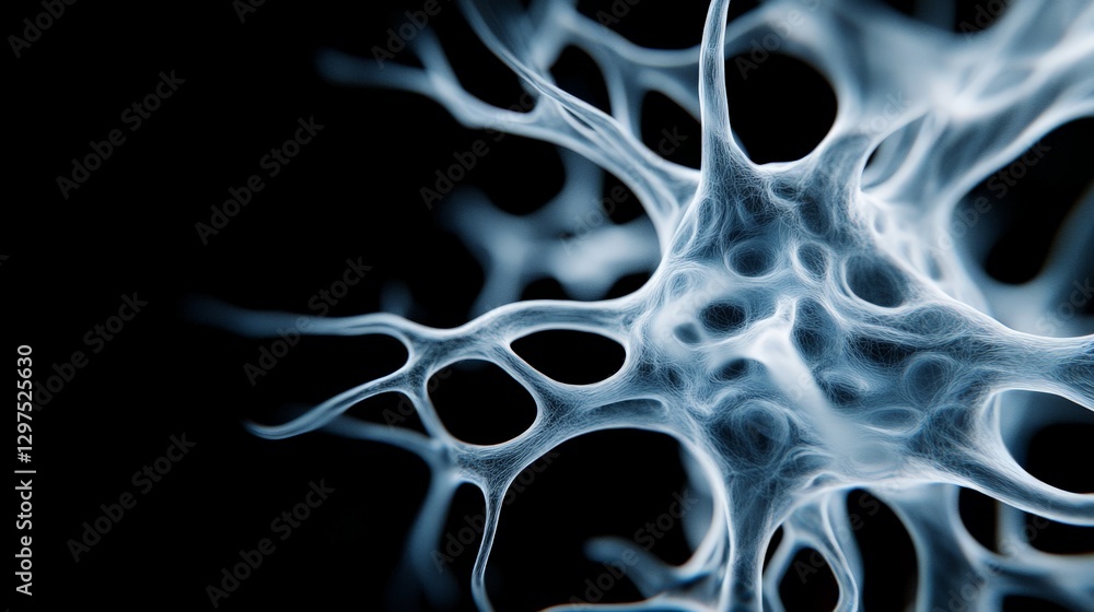 Poster detailed visualization of blue glowing neural network connections symbolizing artificial intelligenc