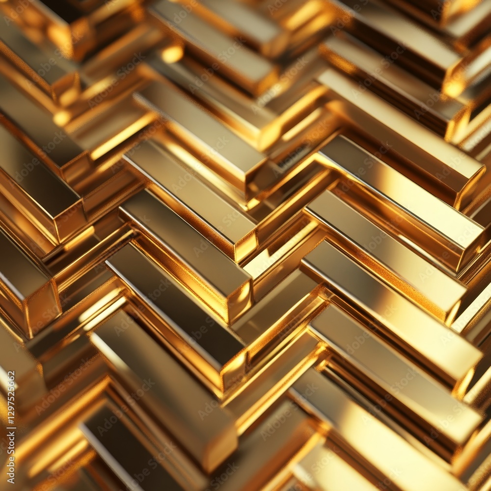 Poster modern 3d render of luxurious gold bars arranged in intricate pattern