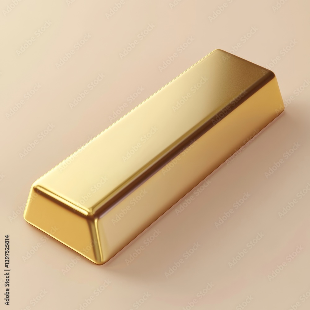 Poster sleek 3d render of a single gold bar on a soft background
