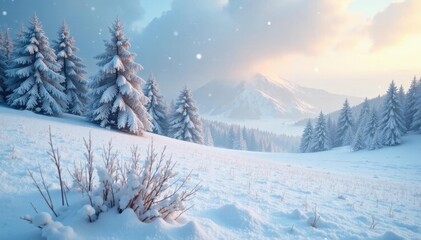 Obraz premium Softly falling snow blankets pristine, snow-covered fields , expansive, texture