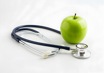 stethoscope and apple