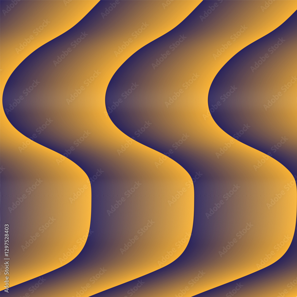 Poster abstract wave pattern. yellow gradient shape. modern optical illusion. vector background.