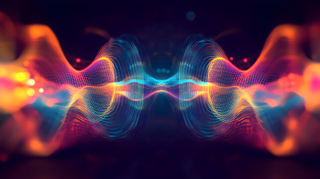 soundwave visualization with symmetrical curves and vibrant colors 