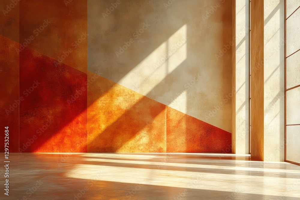 Poster gold abstract composition with diagonal lines and soft hues