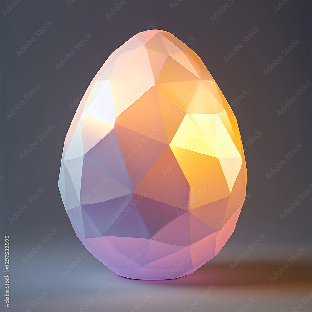 Poster egg with glowing diamond patterns in soft hues