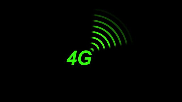 video animation black and white icon 4G conection concept.