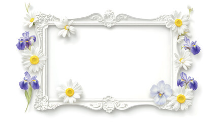 Rustic white frame with fresh flowers for a charming home display