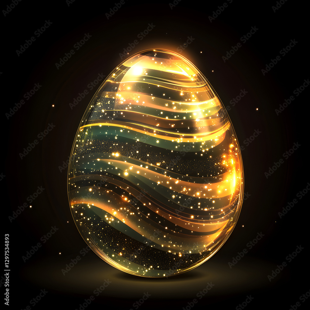 Poster egg with glowing wave patterns and a shimmering effect