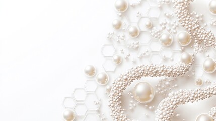 White in color with DNA helix and transparent gel cream balls that help nourish and blend with the human body to form biological cells of beauty technology.