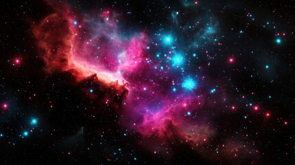 Fototapeta premium Vibrant cosmic nebula with swirling colors and bright stars illuminating the space