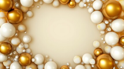 Gold and white balloons on a luxury gradient background. generative ai