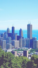 Fototapeta premium Cityscape view overlooking the Lake Michigan