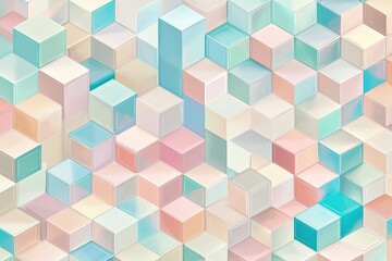 Obraz premium A vibrant, abstract background featuring colorful cubes in pastel shades. Perfect for creative projects, web design, or modern artwork applications.