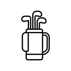 Outline of a Golf Bag with Clubs in a Minimalist Design