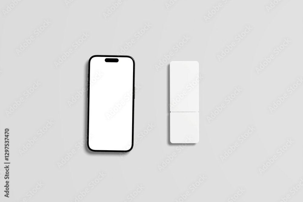 Poster device ui ux mockup. phone different angles views. and ticket mockup design.