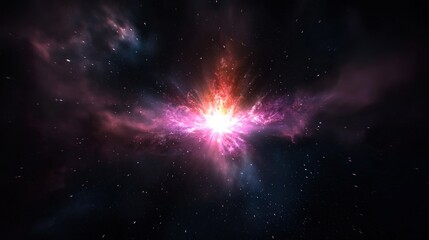 Vibrant cosmic explosion in deep space, showcasing colorful nebulae and starlight