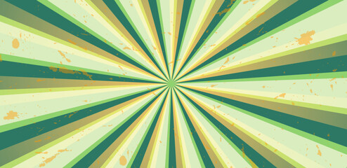 Fototapeta premium Green sunburst background. Retro or vintage style vector illustration