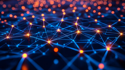 network with glowing encrypted blocks and digital connections in motion 
