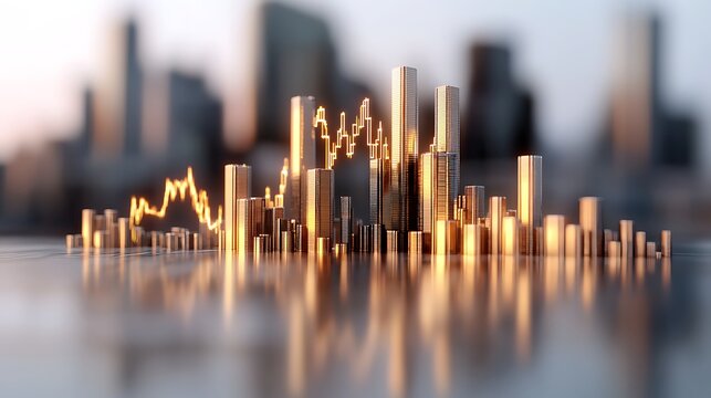 Analyzing financial trends urban skyline data visualization digital environment aerial view economic insights