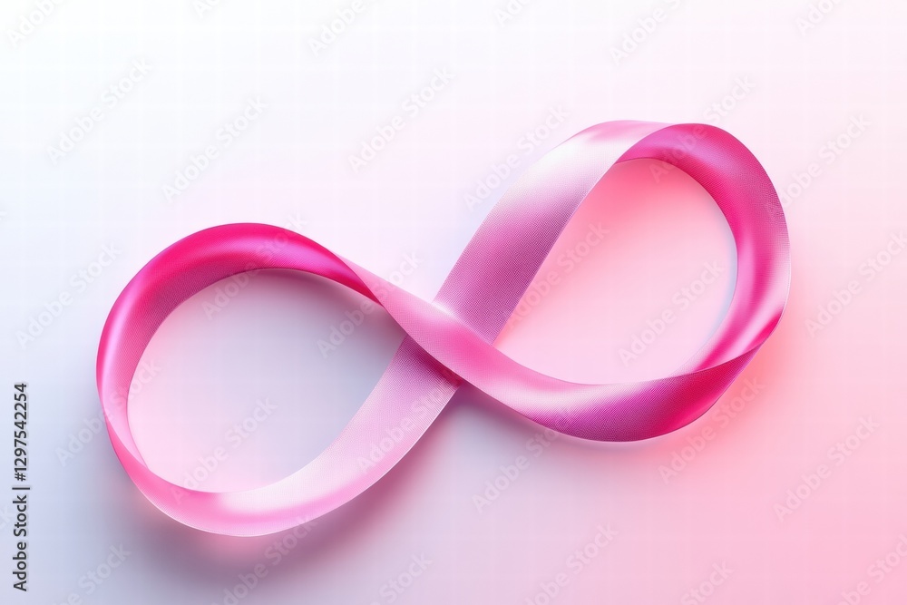Leinwandbilder Symbol of infinity created with a pink gradient ribbon on a soft background. Generative AI