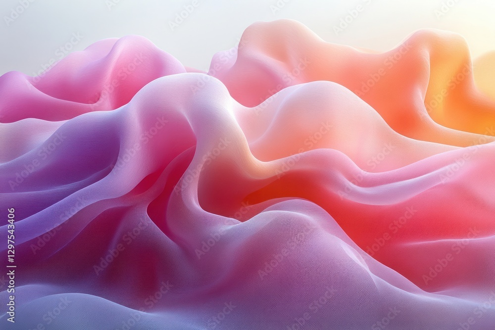 Poster soft pastel waves abstract design with fluid curves and gentle blending