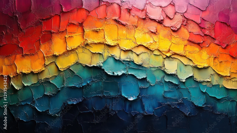 Poster abstract rainbow arch on textured background with soft lighting and horizontal lines