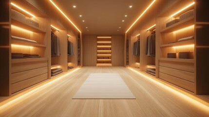 Luxurious Wooden Walk-in Closet Interior (60)